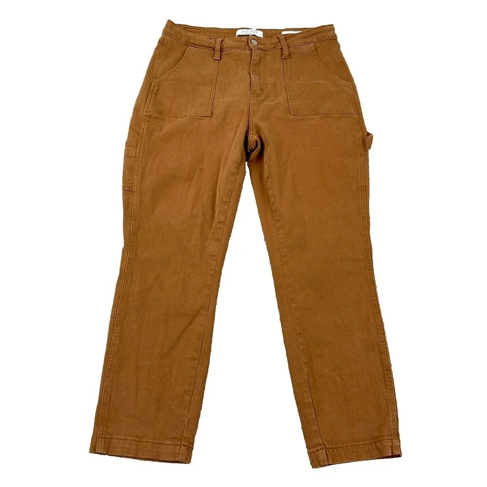 Judy Blue Jeans Women 11 30 Slim Fit Carpenter Brown Denim Straight Work Wear B5